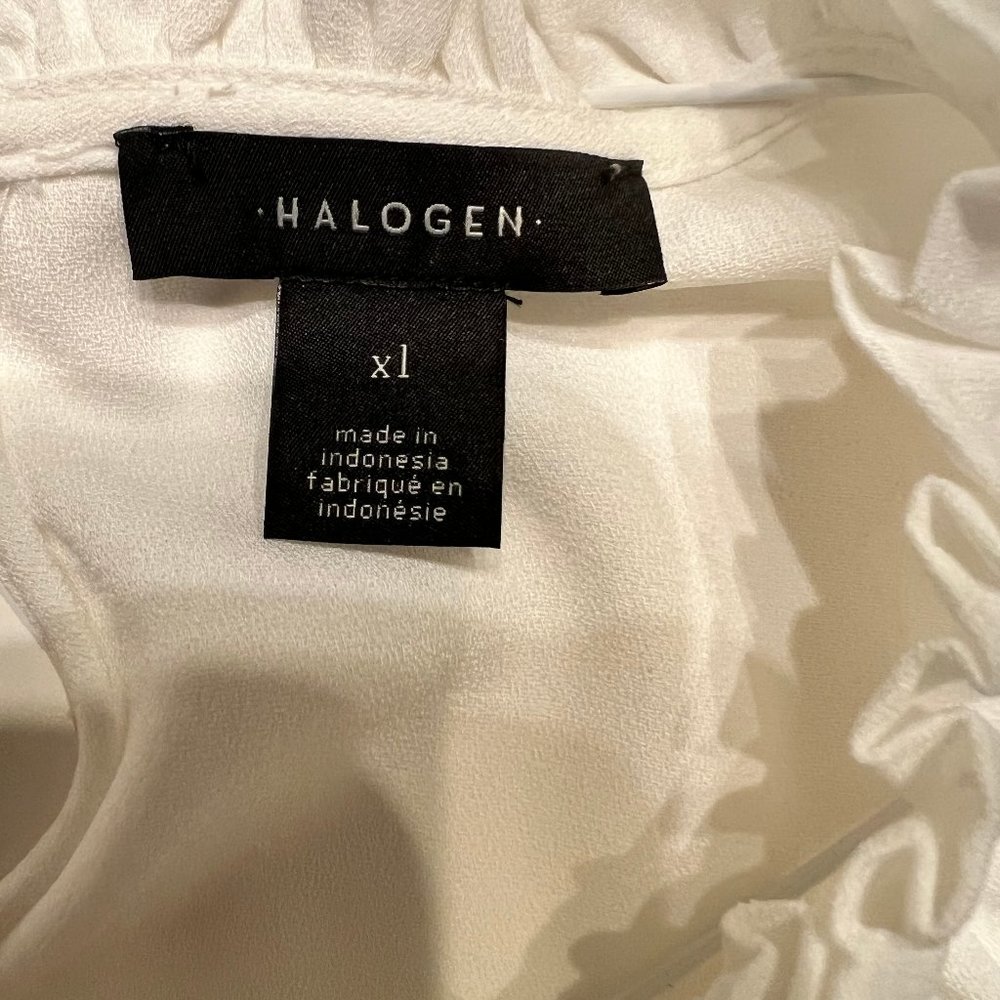 Halogen White Ruffled Short Sleeve Top - Picture 3 of 5